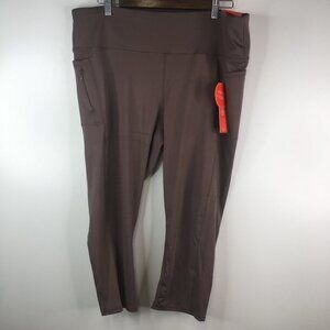 Adrienne Vittadini Sport High Rise Waist Capri Brown Leggings 3X NWT